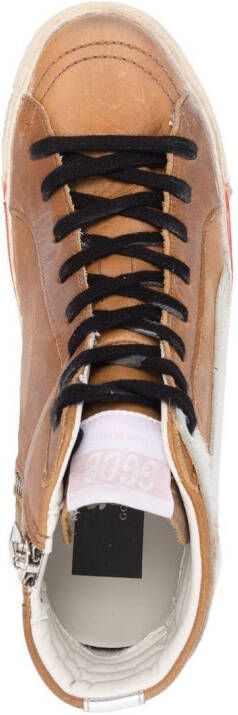 Golden Goose Slide hi-top leather sneakers Brown