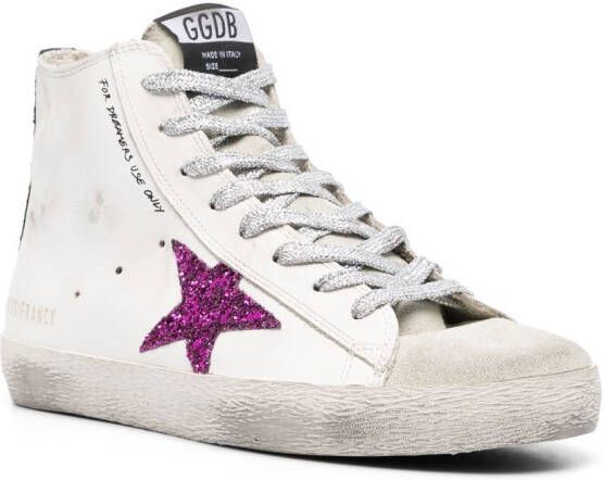 Golden Goose star patch leather high-top sneakers White