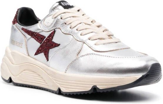 Golden Goose star patch metallic leather sneakers Silver