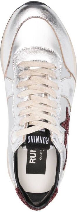 Golden Goose star patch metallic leather sneakers Silver