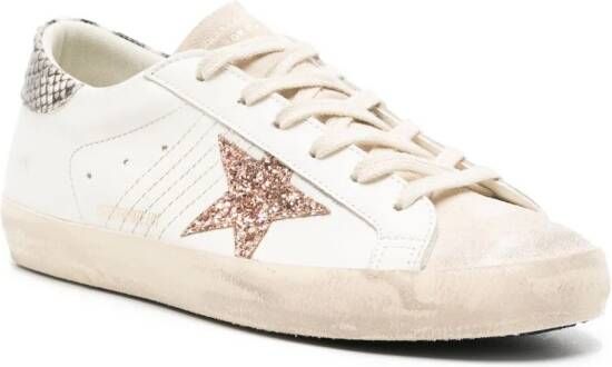 Golden Goose Super-Star glittered leather sneakers White