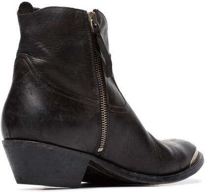 Golden Goose young leather cowboy ankle boots Black