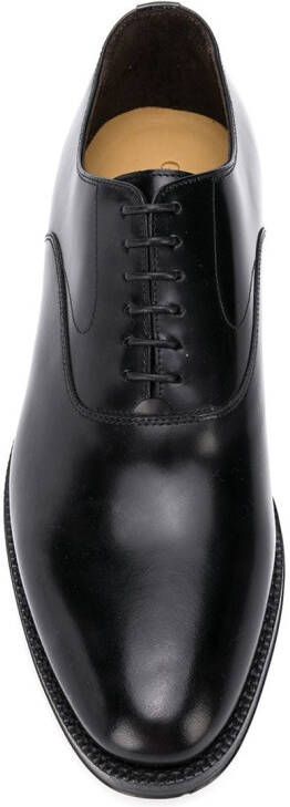 Green George pointed toe lace-up Oxford shoes Black