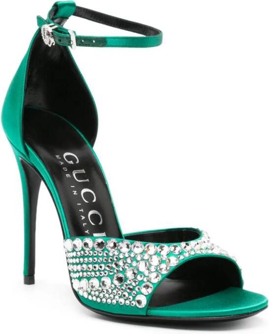 Gucci 100mm crystal-embellished sandals Green
