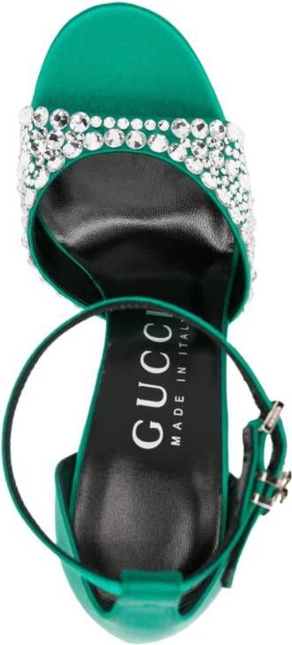 Gucci 100mm crystal-embellished sandals Green