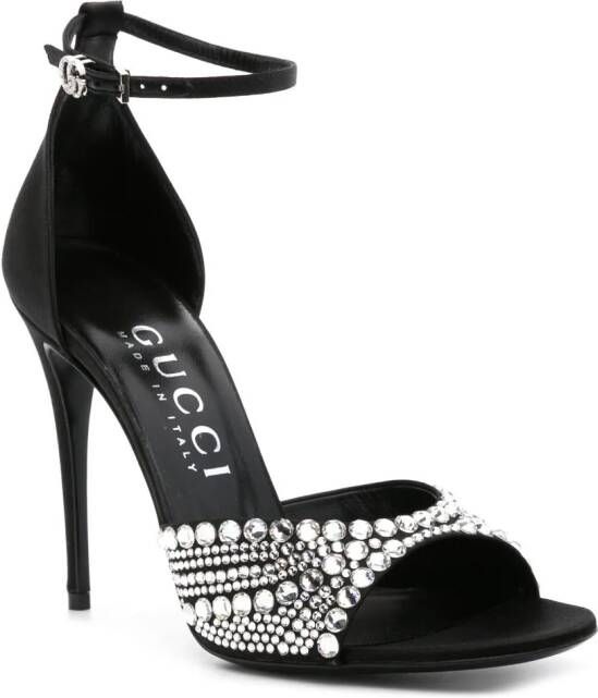 Gucci 110mm crystal-embellished satin sandals Black