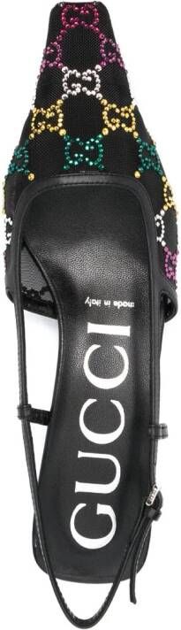 Gucci 40mm crystal-embellished slingback pumps Black