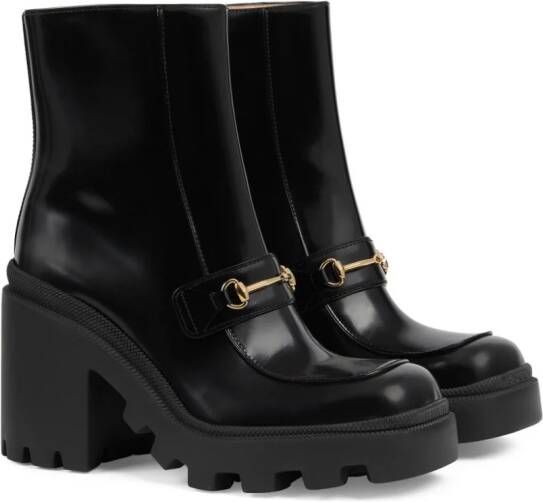 Gucci 72mm Horsebit-detail leather boots Black