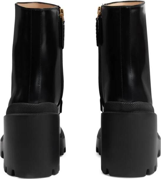 Gucci 72mm Horsebit-detail leather boots Black