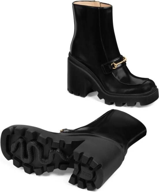 Gucci 72mm Horsebit-detail leather boots Black