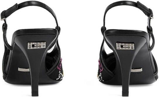 Gucci 75mm GG crystal-embellished mesh pumps Black