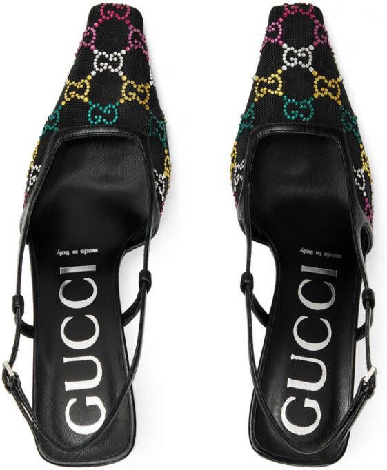 Gucci 75mm GG crystal-embellished mesh pumps Black