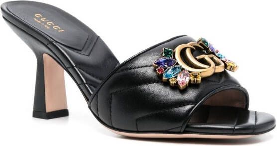 Gucci 85mm crystal-embellished quilted mules Black
