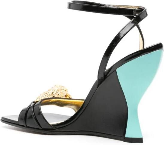 Gucci 95mm leather wedge sandals Black