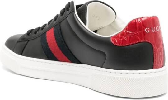 Gucci Ace side-stripe leather sneakers Black