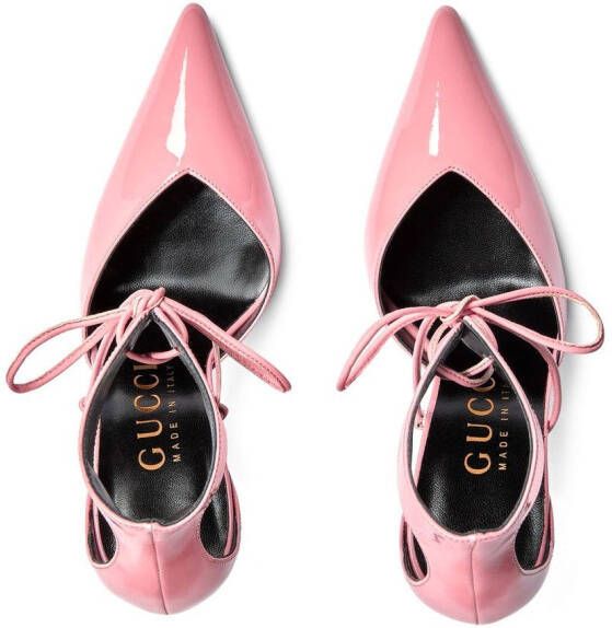 Gucci ankle-cuff leather pumps Pink