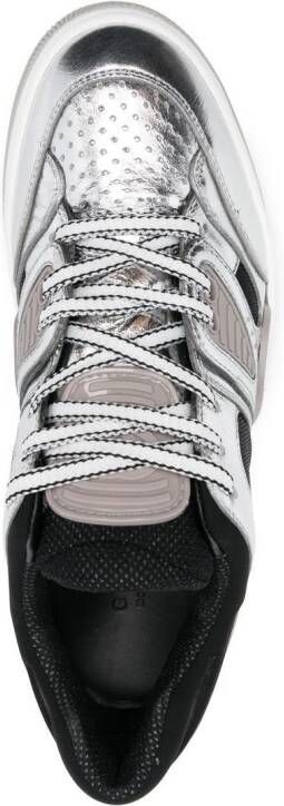 Gucci Basket metallic-leather sneakers Grey