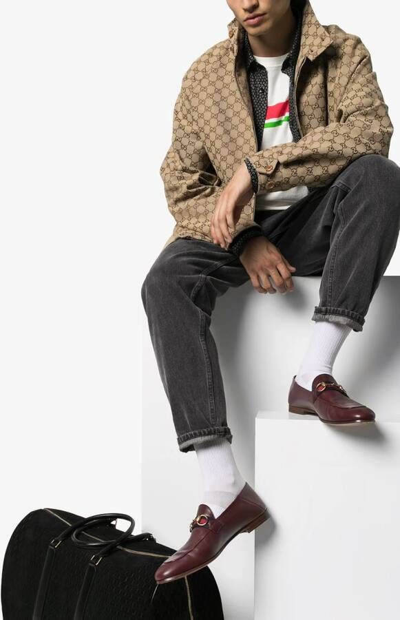 Gucci Brixton Web stripe loafers Brown