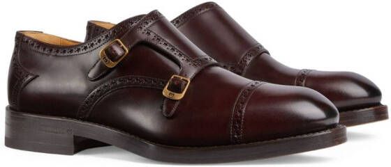 Gucci buckle-detail leather monk shoes Red