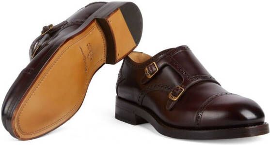 Gucci buckle-detail leather monk shoes Red