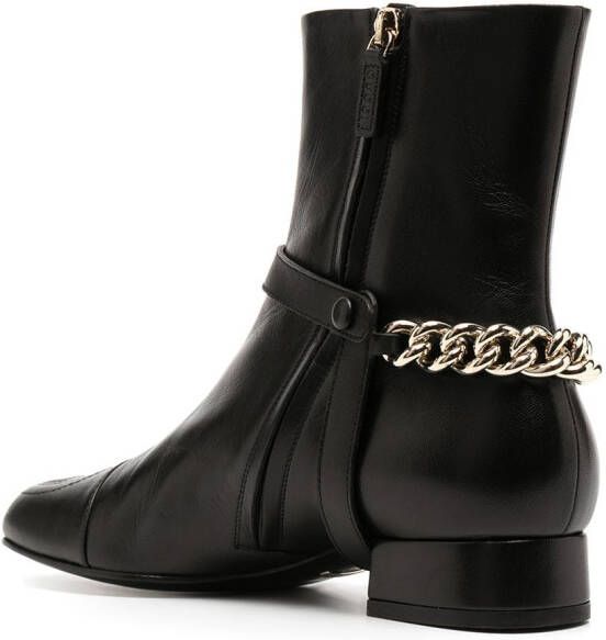 Gucci chain-trim leather ankle boots Black