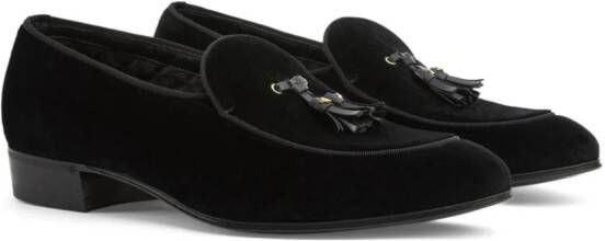 Gucci Double G-detail velvet loafers Black