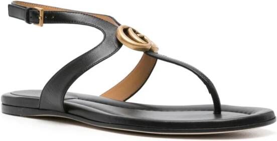 Gucci Double G leather thong sandals Black
