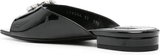 Gucci Double G patent-leather slides Black