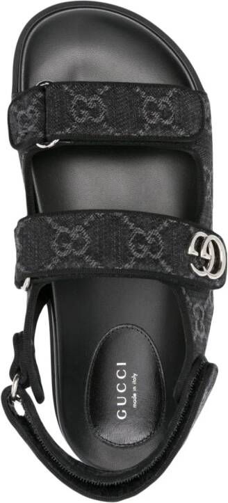Gucci Double G-plaque denim sandals Black