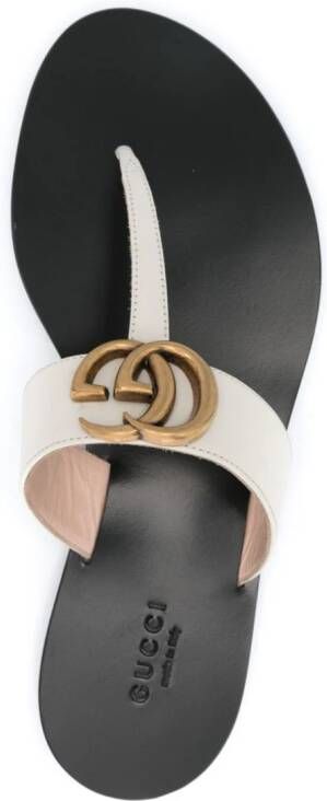 Gucci Double G plaque leather sandals White
