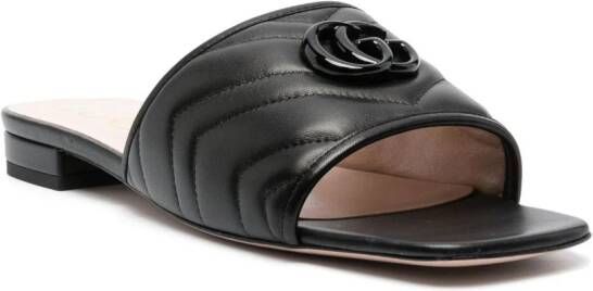 Gucci Double G quilted leather slides Black