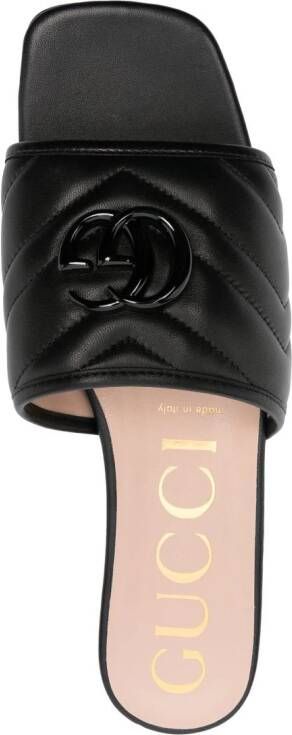 Gucci Double G quilted leather slides Black