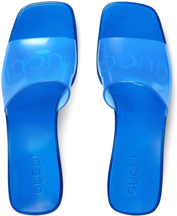 Gucci embossed logo slide sandals Blue