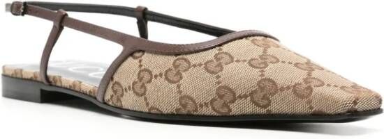 Gucci GG canvas slingback ballerina shoes Brown