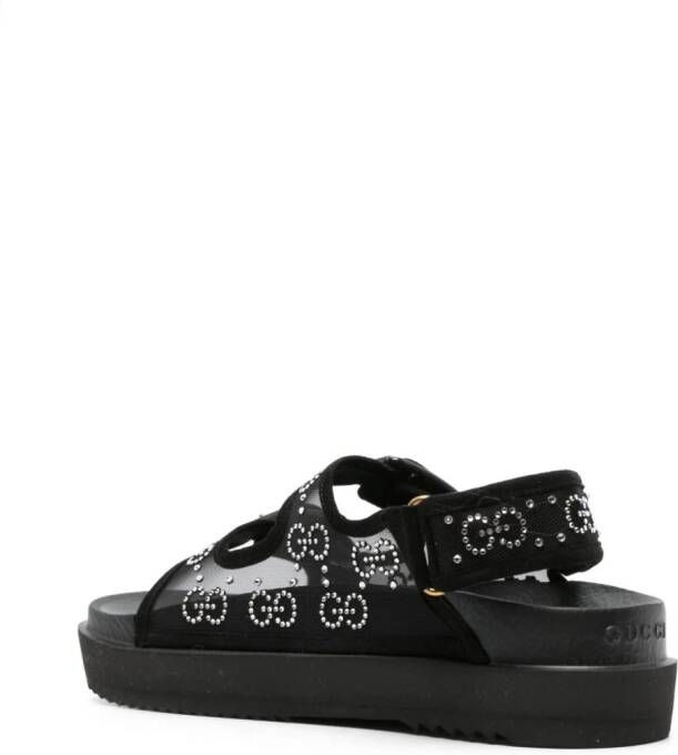 Gucci GG crystal-embellished mesh sandals Black