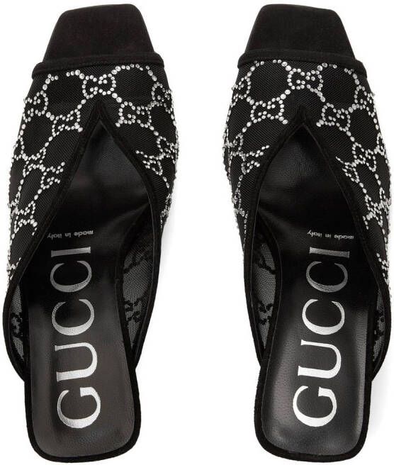 Gucci 90mm GG crystal-embellished mules Black