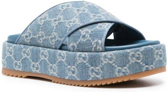 Gucci GG denim sandals Blue