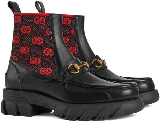 Gucci GG jersey Horsebit ankle boots Black