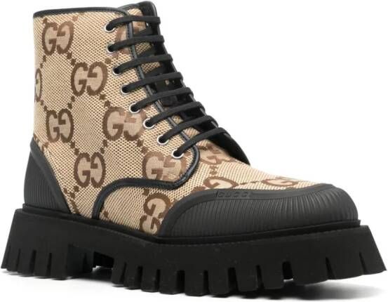 Gucci GG lace-up combat boots Neutrals