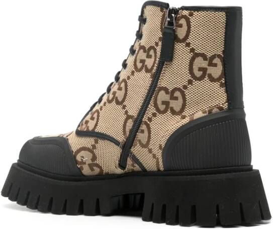 Gucci GG lace-up combat boots Neutrals
