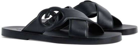Gucci GG-motif leather slippers Black
