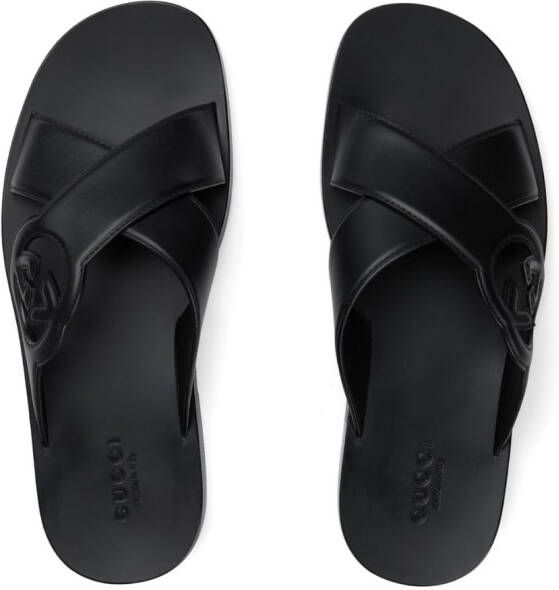 Gucci GG-motif leather slippers Black
