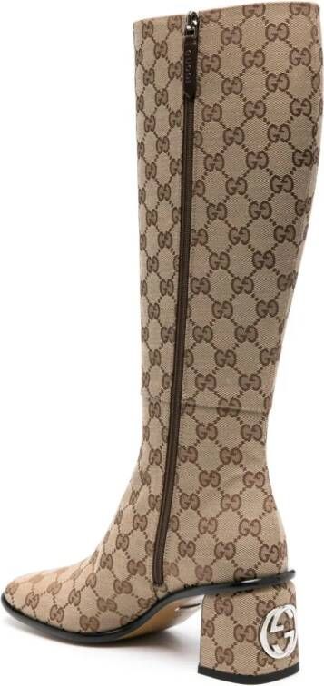 Gucci GG Supreme-canvas knee-high boots Neutrals