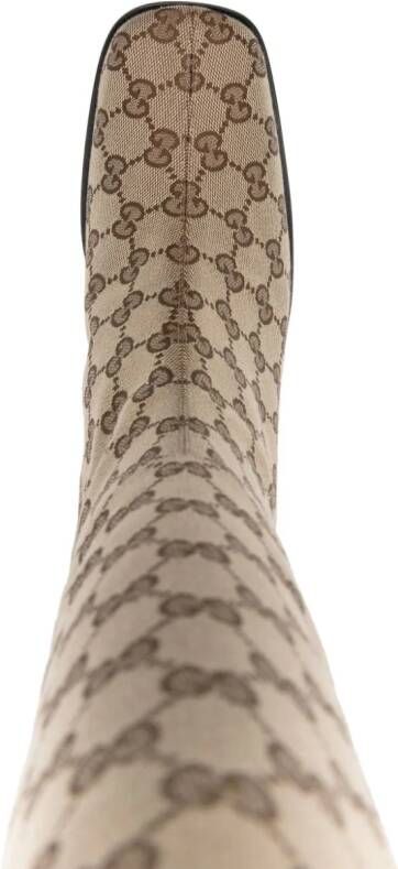 Gucci GG Supreme-canvas knee-high boots Neutrals