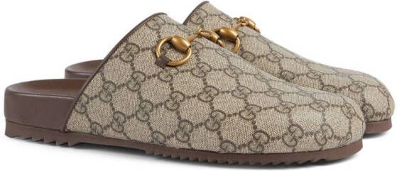 Gucci GG Supreme Horsebit slippers Neutrals