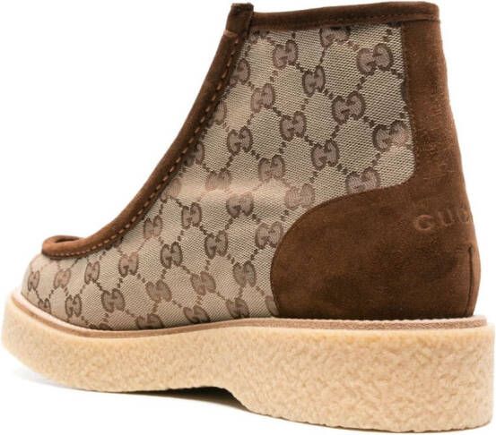 Gucci GG Supreme lace-up boots Brown