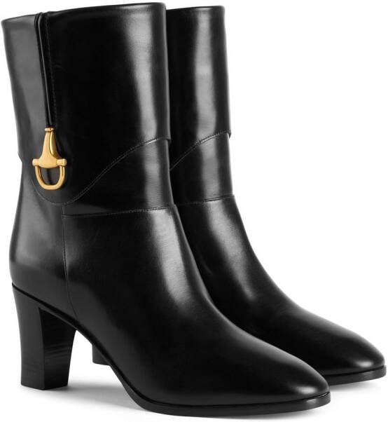 Gucci Half Horsebit leather ankle boots Black