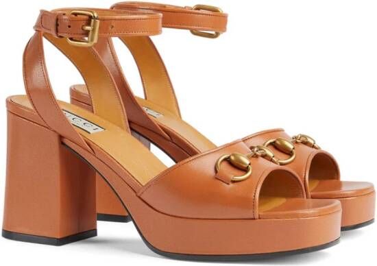 Gucci Horsebit 100mm leather sandals Brown
