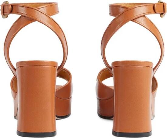 Gucci Horsebit 100mm leather sandals Brown