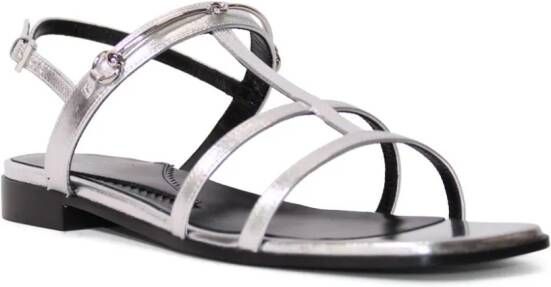 Gucci Horsebit caged metallic leather sandals Silver